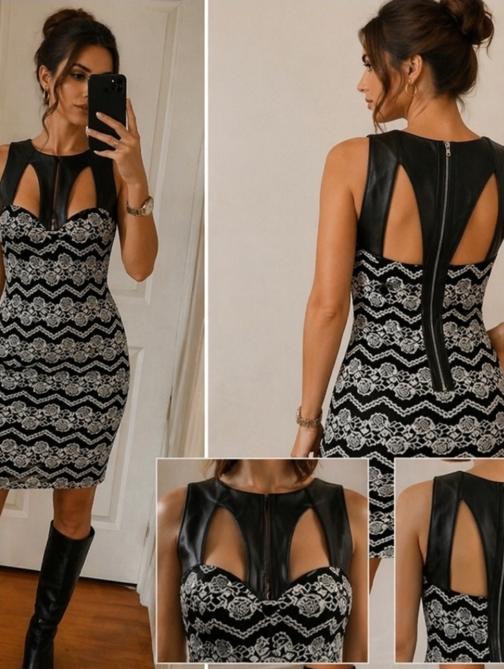 New Material Girl Brooklyn Caviar Women's Black Sleeveless Cutout Sheath Dre